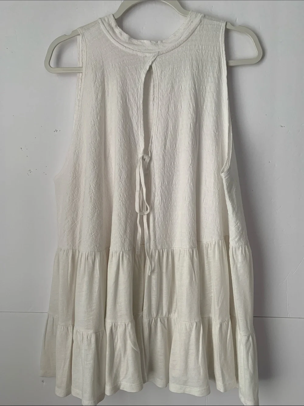 Free People Off-White Tiered Sleeveless Tie Back Tunic /Mini Dress Size S